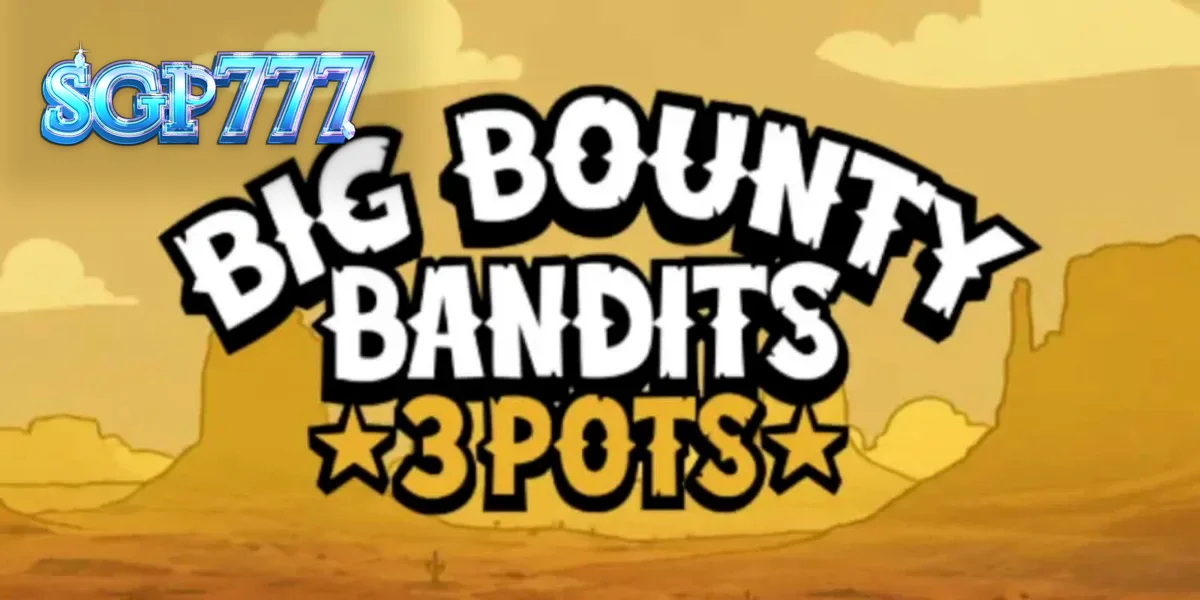 Tampilan visual slot Big Bounty Bandits: 3 Pots dengan gaya animasi rubber-hose.